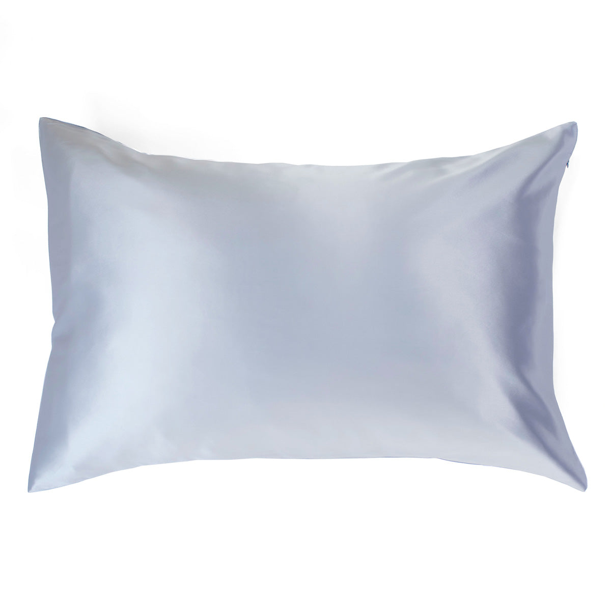 Sky blue 100% pure mulberry silk pillowcase, 22 Momme, soft and smooth, standard size 50x75cm, zipper closure.