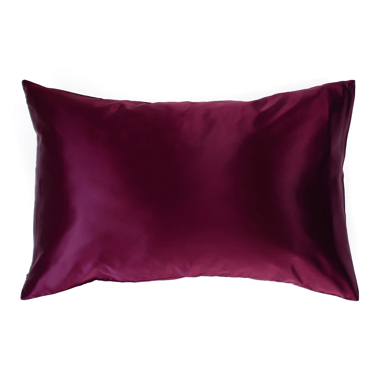 Burgundy 100% pure mulberry silk pillowcase, highest quality 22 Momme, soft and smooth, standard size 50x75cm, zipper closure.