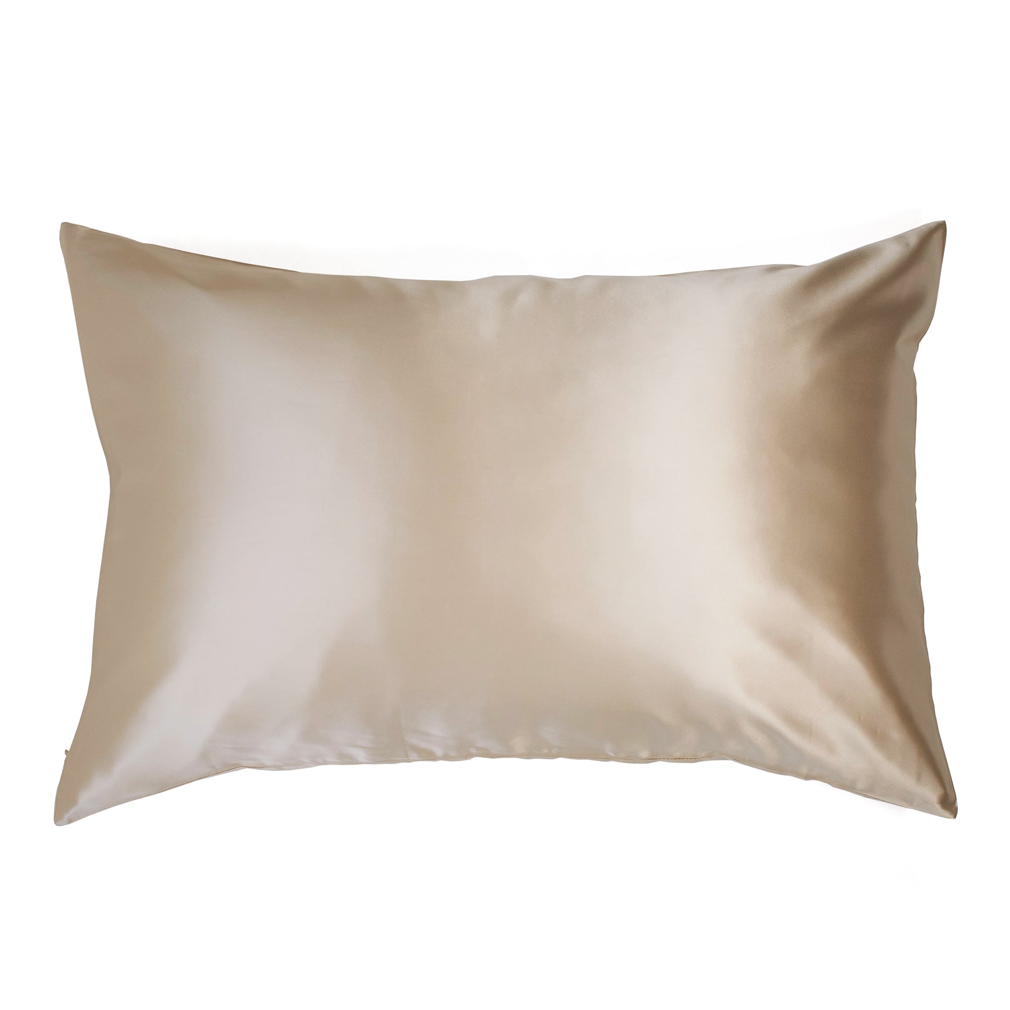 Champagne 100% pure mulberry silk pillowcase, highest quality 22 Momme, soft and smooth, standard size 50x75cm, zipper closure.