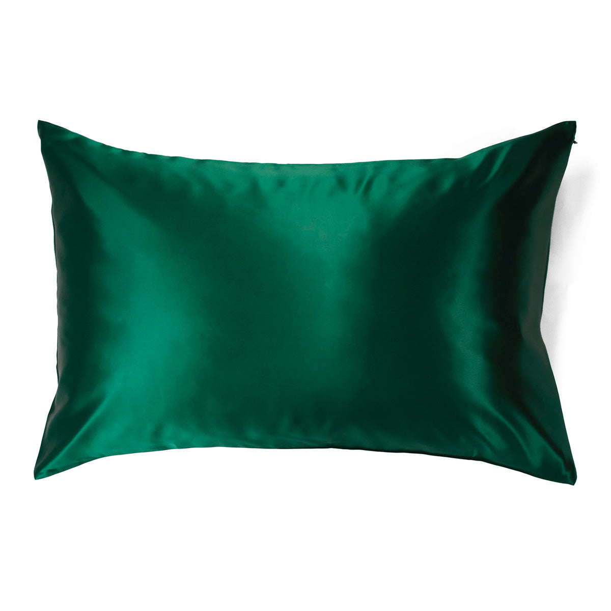 Emerald green 100% pure mulberry silk pillowcase, 22 Momme, soft and smooth, standard size 50x75cm, zipper closure.