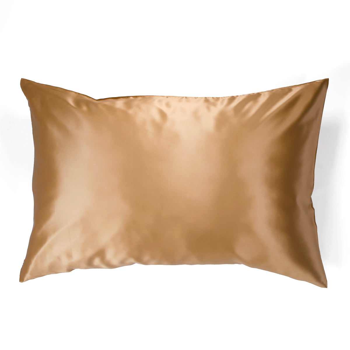 Gold 100% pure mulberry silk pillowcase, 22 Momme, soft and smooth, standard size 50x75cm, zipper closure.