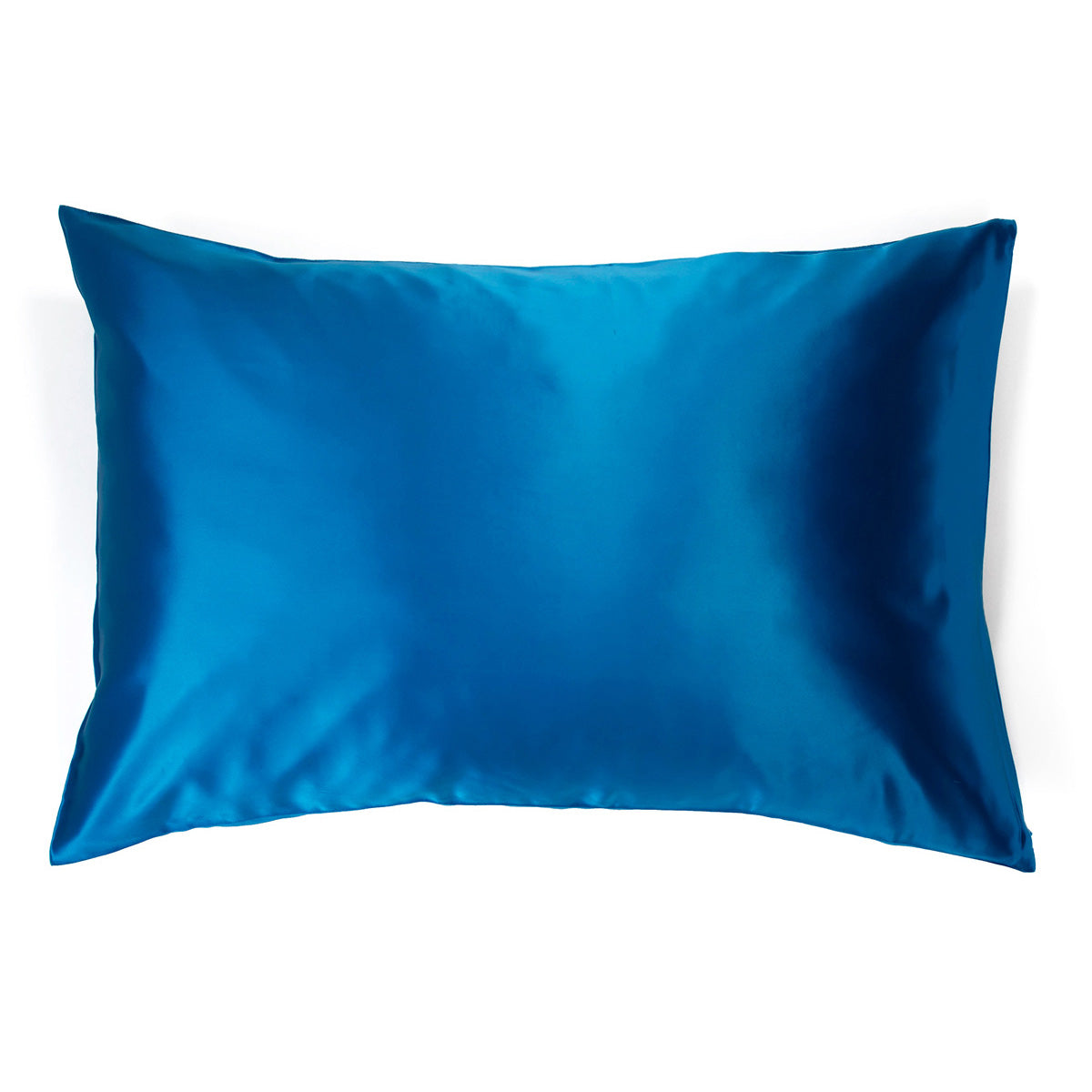 Peacock blue 100% pure mulberry silk pillowcase, 22 Momme, soft and smooth, standard size 50x75cm, zipper closure.