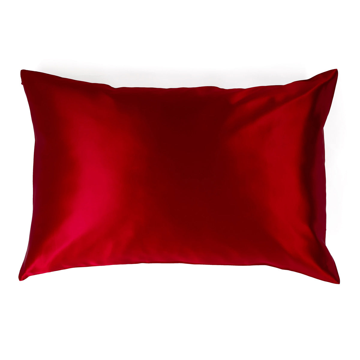 Red 100% pure mulberry silk pillowcase, 22 Momme, soft and smooth, standard size 50x75cm, zipper closure.