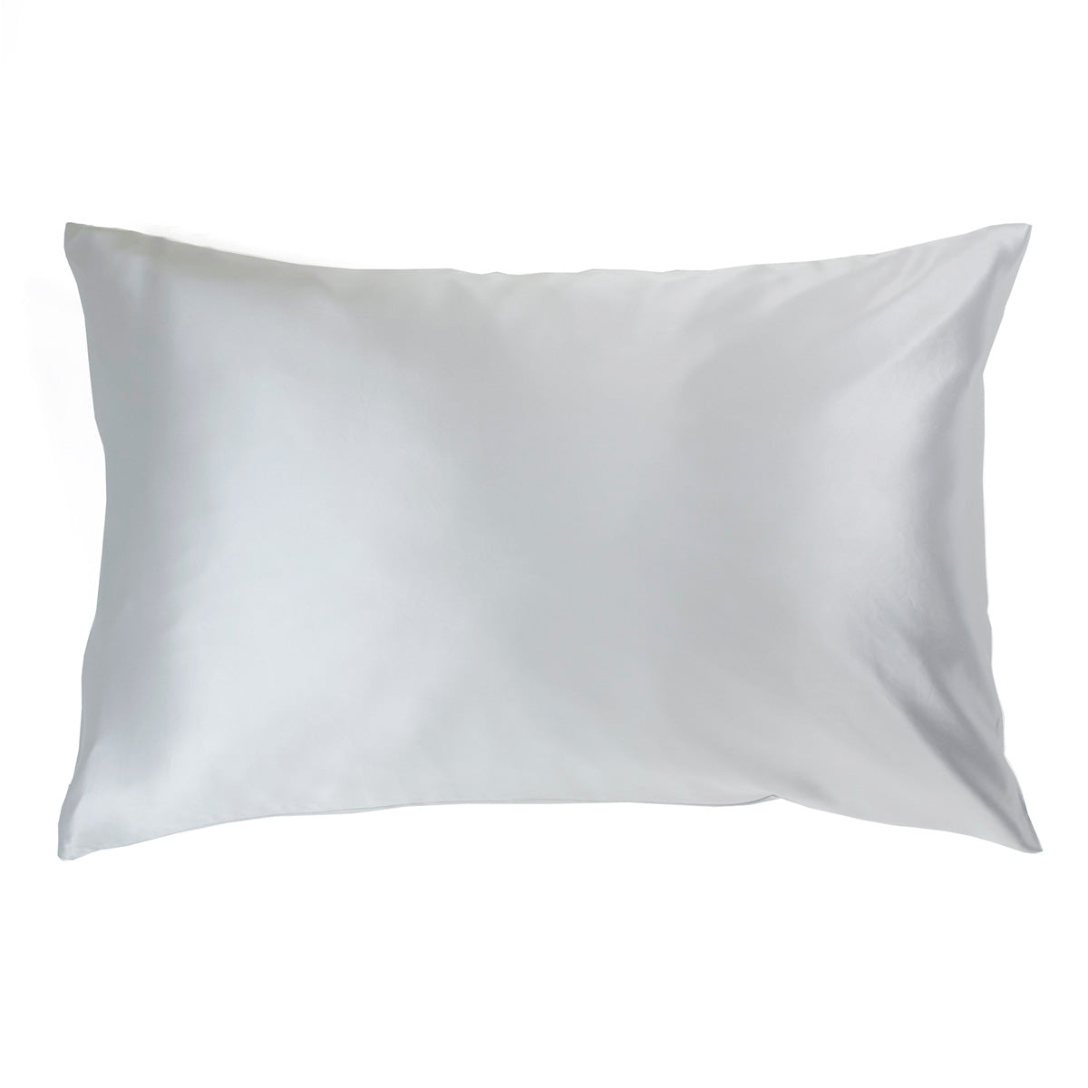 Silver/light grey 100% pure mulberry silk pillowcase, highest quality 22 Momme, soft and smooth, standard size 50x75cm, zipper closure.